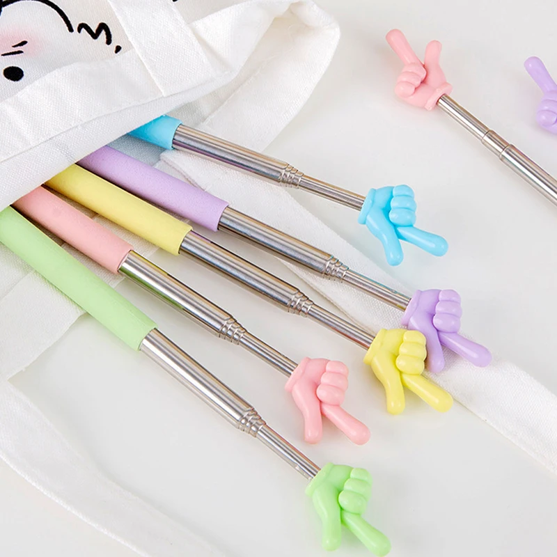 

Stainless Steel Teaching Pointer Telescopic Rod Finger Design Teaching Stick Finger Reading Sticks School Office Office Supplies