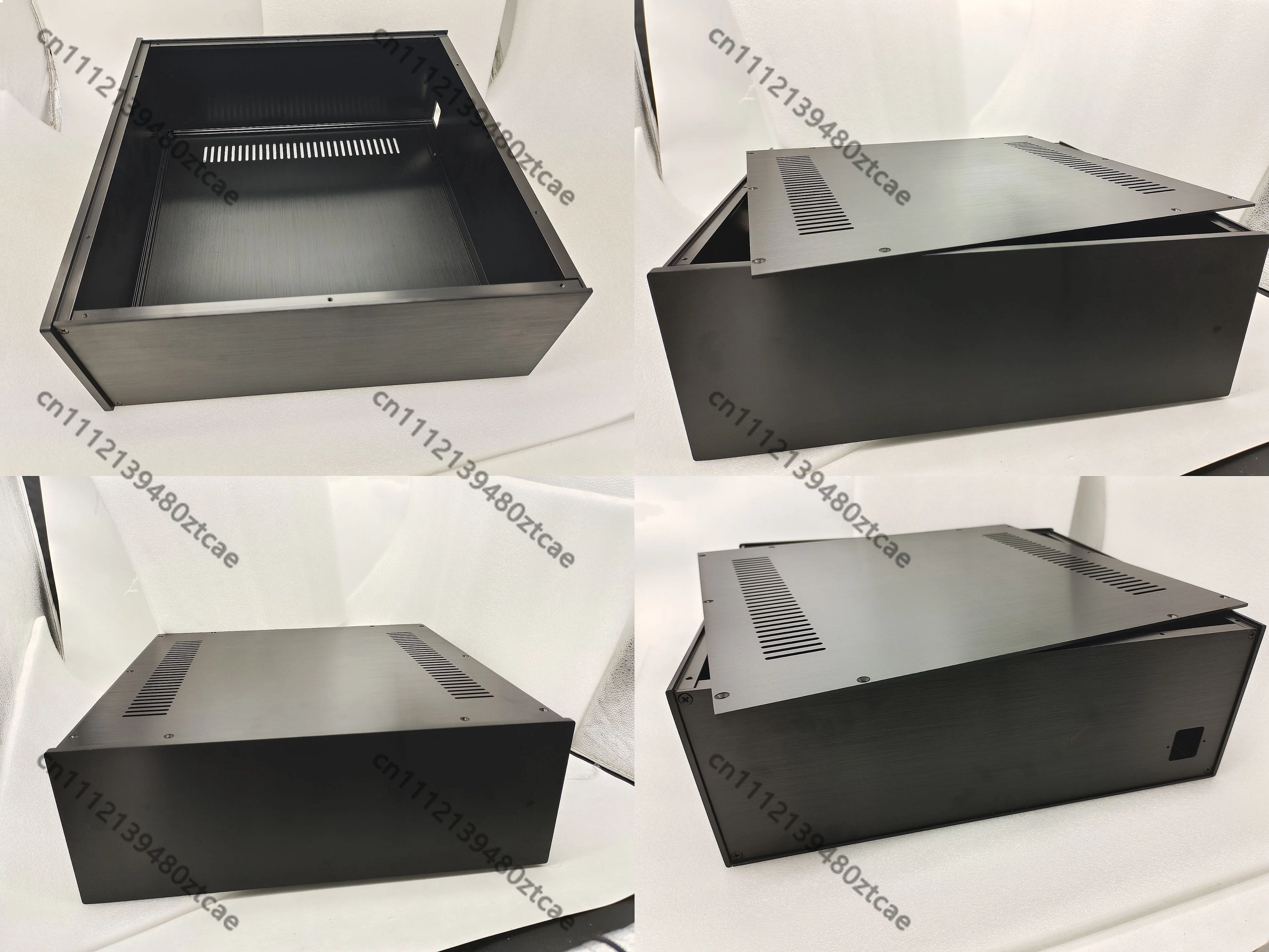 Black Aluminum Chassis DIY Amplifier Audio Shell HIFI Case 430x150x408mm