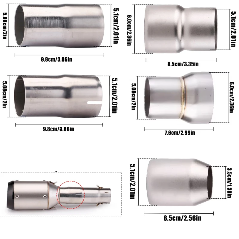 Motorcycle Exhaust Pipe 35mm-60mm Adapter, Connecting Integrated Pipe Adapter, Multiple Options, Suitable for Various Models