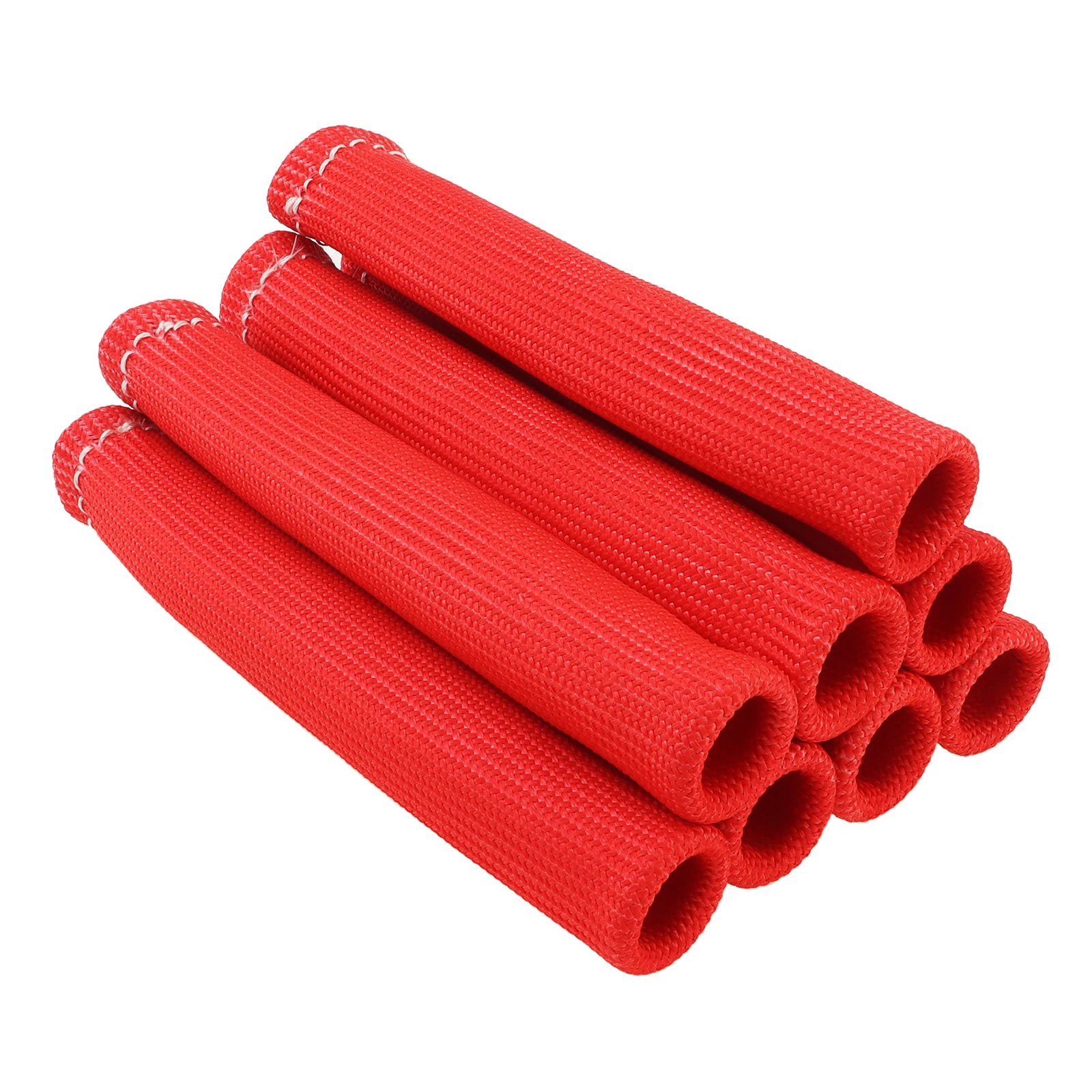 8 pcs/set Red Spark Plug Heat Shield Sleeve Fiberglass High Temperature Resistance