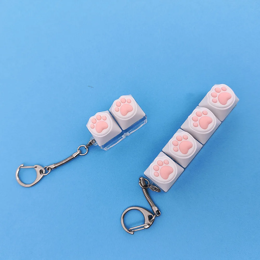 Cat Paw Silicone Fidget Keychain, Stress Relief Squishy Key Ring, Bag Charm & Phone Pendant, Desk Tap Toy