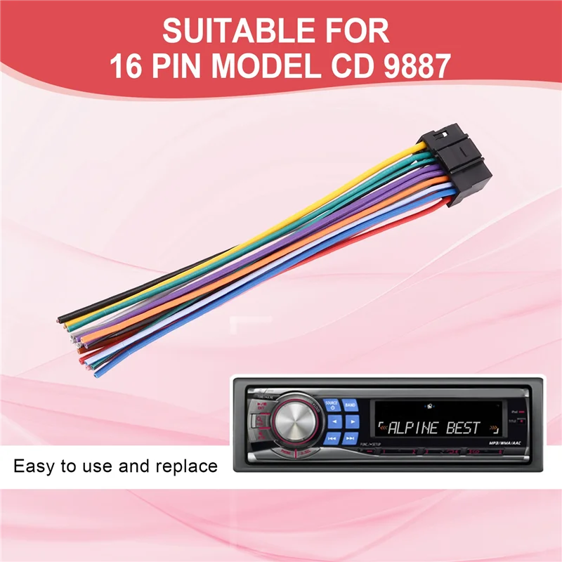 M93K-Car Cd Radio Audio Stereo Standard Harness Connector Wire Adapter Plug Cable For Alpine 9887