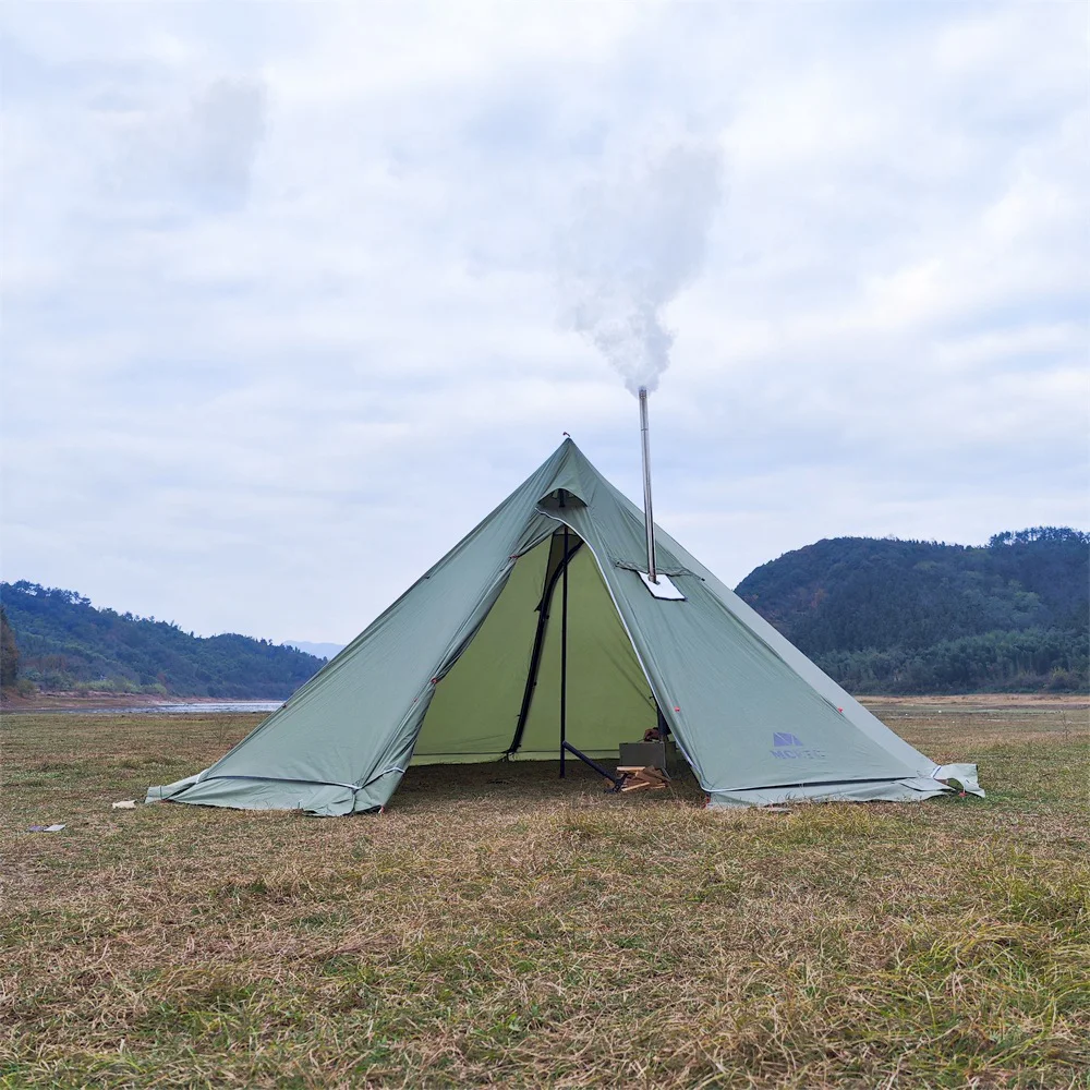 

5M Lightweight Backpacking Tipi Teepee Tent Waterproof 3-5 People Hot Tent Winter With Stove Jack For Outdoor Camping Hiking