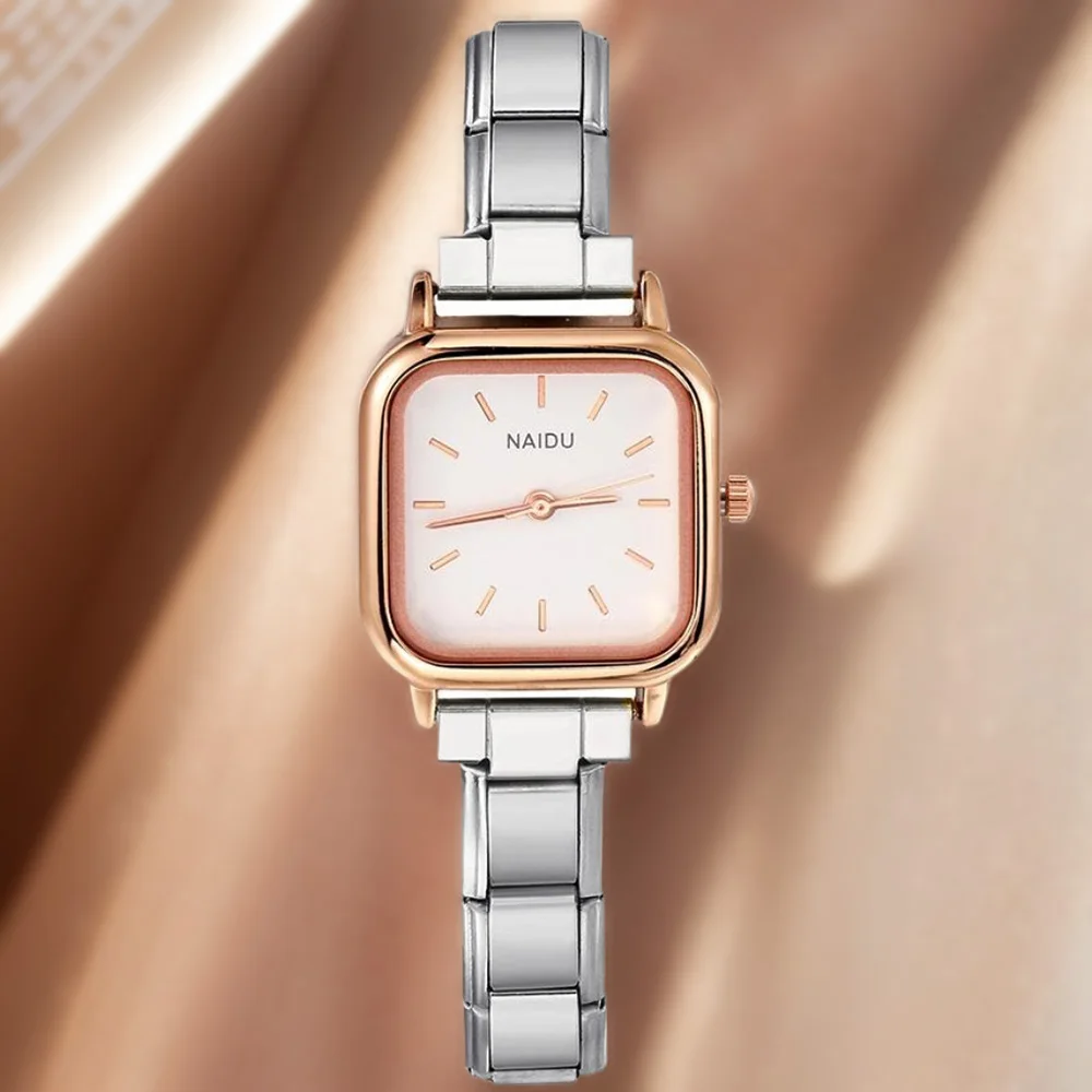 GEMOSA Trendy Stylish Square Quartz Watch Chic Minimalist Design Silver Color Stainless Steel Strap Party Birthday Daily Gift image 2