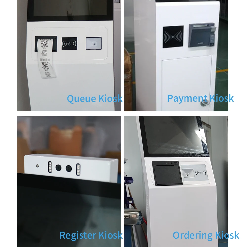 Chiosco di pagamento touch di accesso intelligente 15.6 21.5 24 27 32 Chiosco di ordine self-service con supporto da pavimento RFID per ristorante