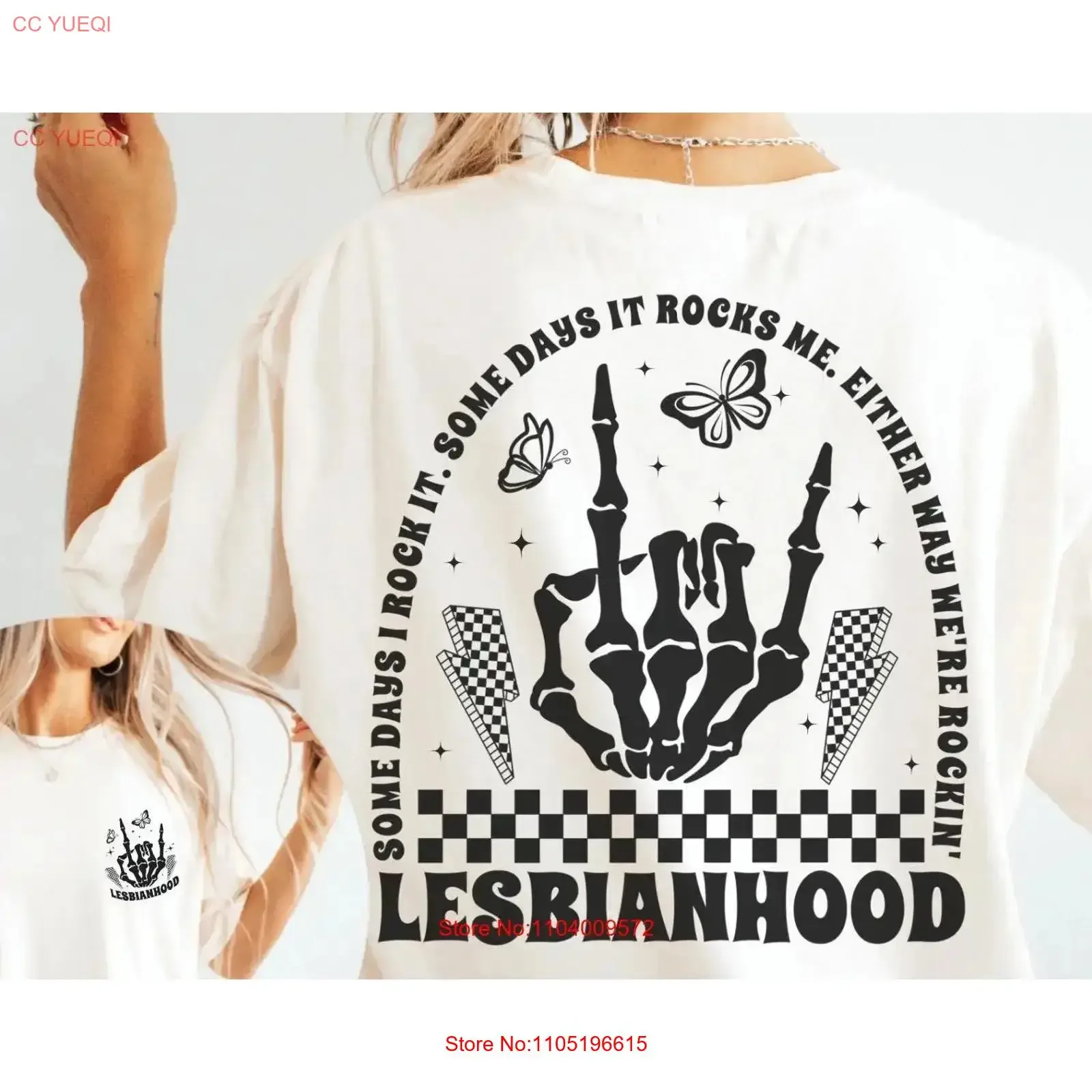 Lesbian Pride Rockin Lesbianhood Skeleton LGBT T Shirt LGBTQ Subtle Sapphic Chappell Roan WLW vintage Washed Stretched