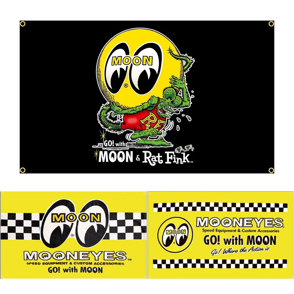 90x150CM 3X5FT Moon eyes Flag Polyester Printed Racing Banner For Decor