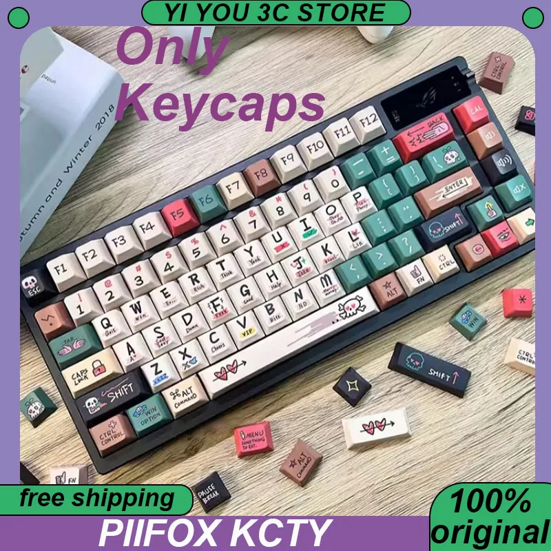 

PIIFOX KCTY "Graffiti" Theme Keycaps PBT 144Keys Original Height Mechanical Keyboard Keycap Five Sided Hot Sublimation Ergonomic