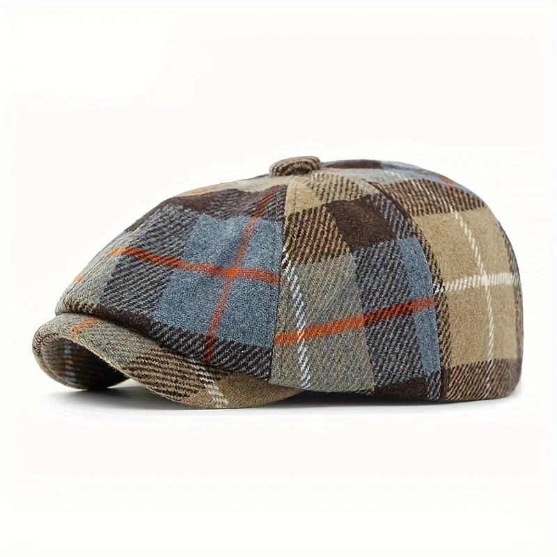 Checkered New Autumn Newsboy Caps for Men Women Octagonal Hat Detective Artist Painter Cabbie British Driver Flat Beret