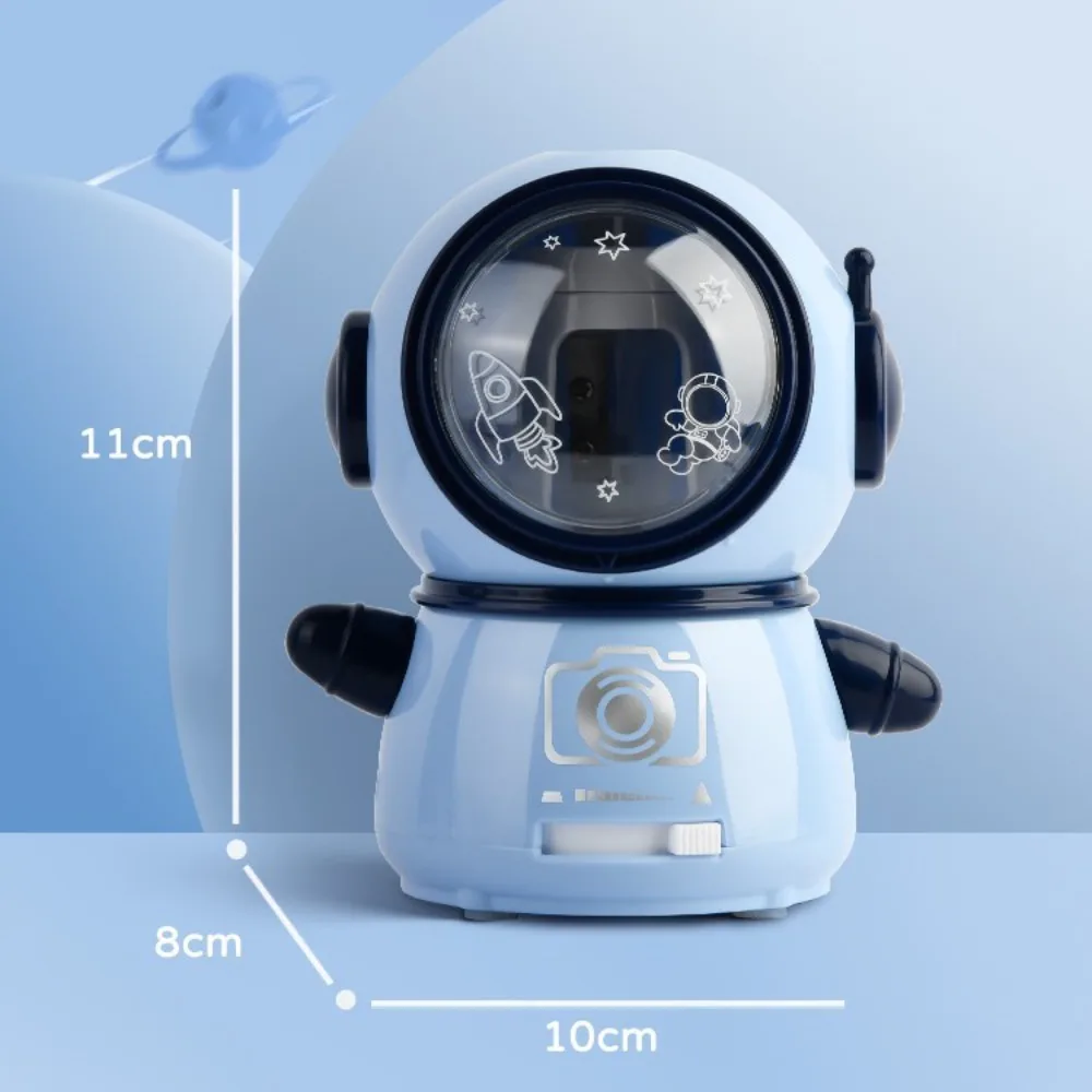 Imagem -06 - Astronauta Spaceman Apontador de Lápis Elétrico Dual Power Supply Apontador de Lápis Automático Desenhos Animados Bonitos