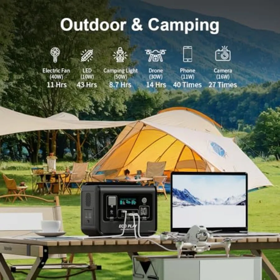 EP800 ポータブル電源 512Wh LiFePO4バッテリー ソーラー発電機 AC 800W 1200W最大出力 急速充電1.5時間 8出力