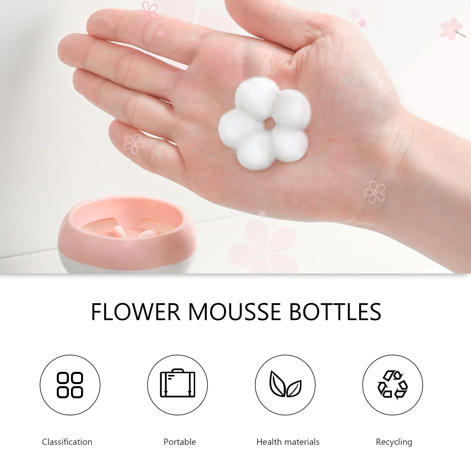 

4pcs 250Ml Flower-Shaped Foaming Reusable Mousse Press Bottle For Shower Gel Lotion One-Press Foam Durable Waterproof Sub