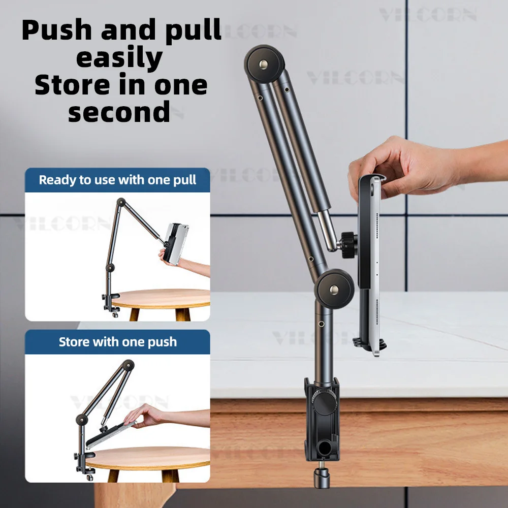 Tablet Holder For Android ipad Stand Bed Clip Bedside Metal Folding Cantilever Bracket For ios Samsung Mobile Live Broadcast