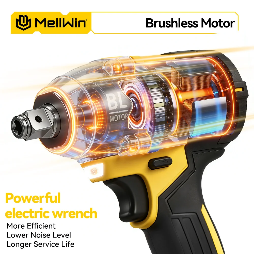 MELLWIN Electric Impact Wrench 520Nm 3 in 1 Brushless Cordless Drill Screwdriver Home Repair Tool for Makita 18V Battery Pin - Image 3