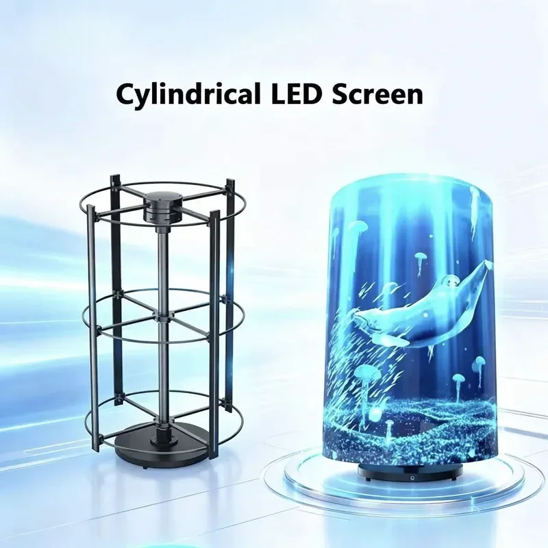 for Cylinder LED Advertising Display High Speed Rotating Screen Portable Energy Saving Digital Signage Indoor Commercial Use