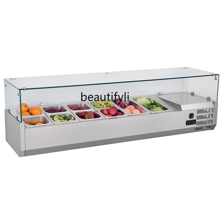 

Commercial fresh-keeping cabinet Desktop salad cabinet Glass dessert refrigerated display cabinet