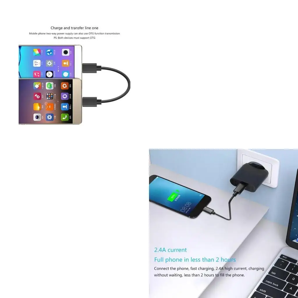 462E UsbC TypeC to Micro USB Cable OTG Adapter Fast Charging Data Cord 100CM 3.28ft