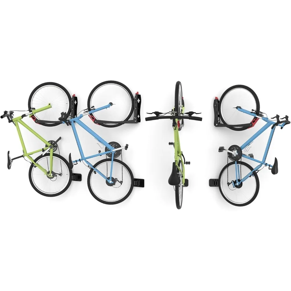 No Lifting Wall Mount Swivel Bike Rack, Vertical Bike Wall Hangers for Garage Space Saving Home Bike Storage Solution