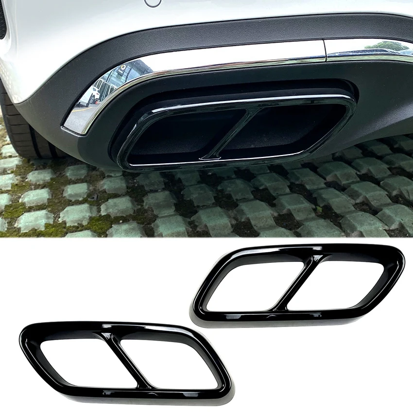 For Mercedes-Benz C-Cl  W206 C200 C260 C300 2022+ AMG Car Tail Throat Exhaust Pipe Muffler Tip Cover ABS Shiny Black