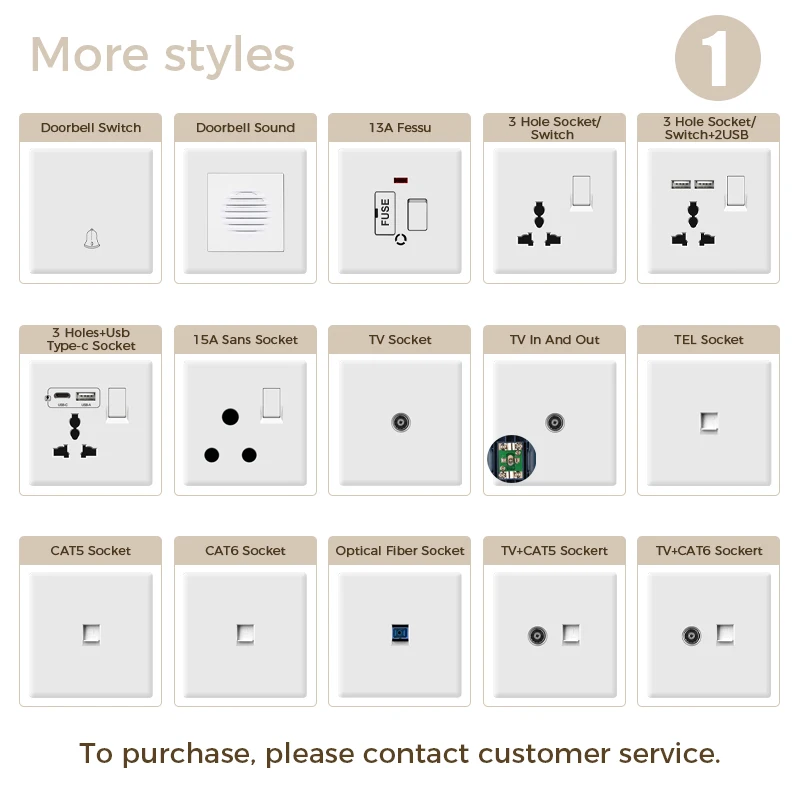 Avoir Wall Light Switch White Plastic Panel 2Way Push Button Switches With Fluorescent Home Kitchen 13A UK Standard Power Socket image 5