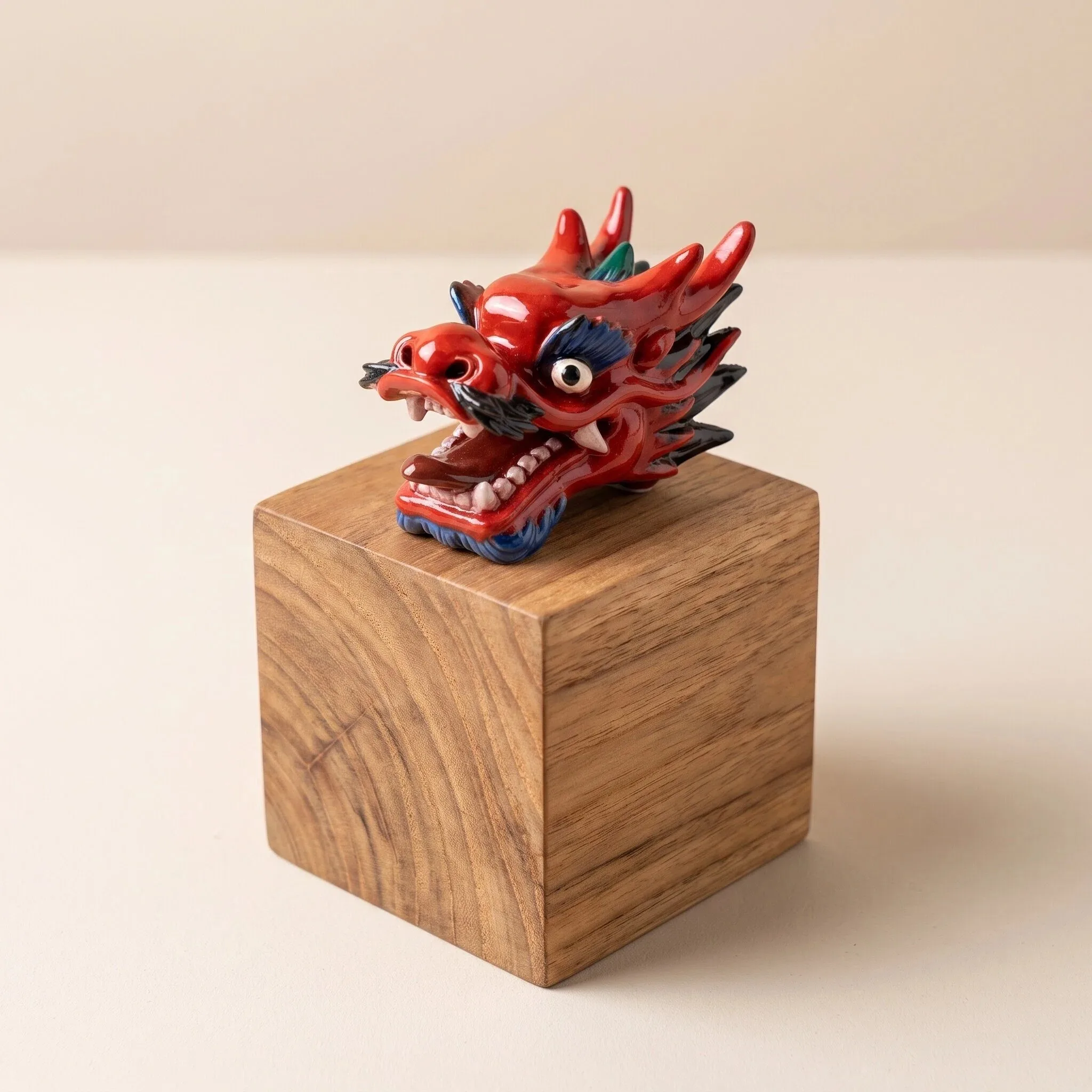 Handmade wooden Loong Boat dragon head ornaments and home ornaments of Chinese intangible cultural heritage