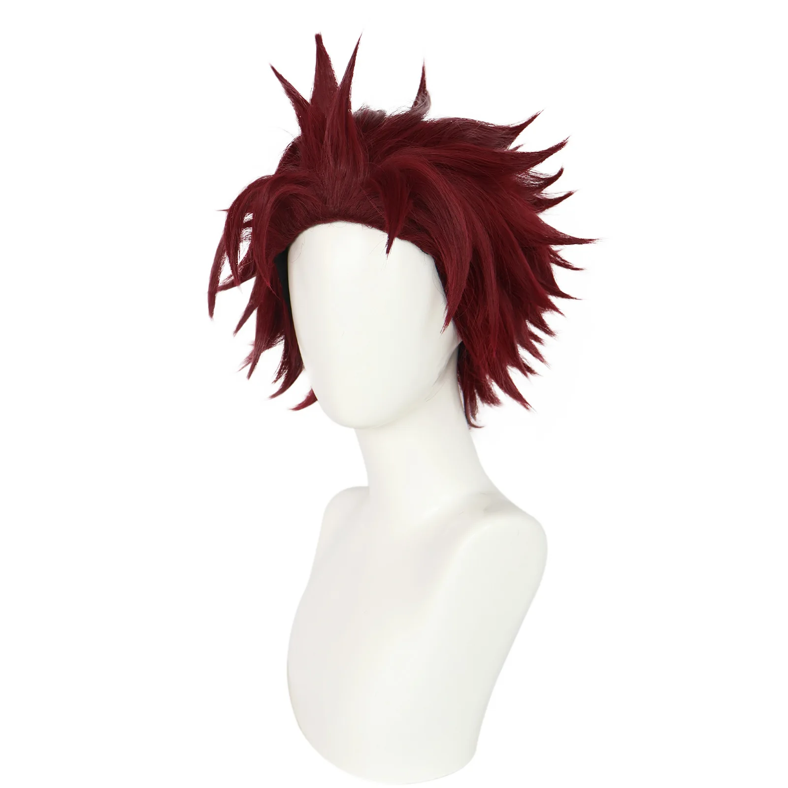 Dark Red Short Anime Cosplay Wig – Universal Kemonomimi Neko Girl Short Fluffy Synthetic Hair Wig