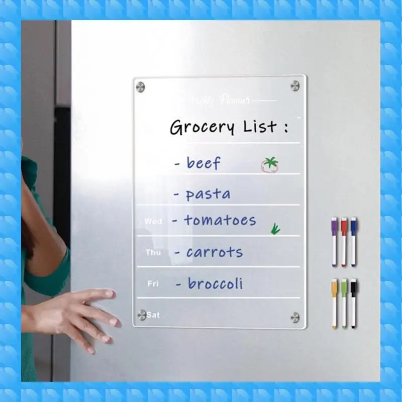 ETRT A3 Clear Fridge Magnets Acrylic Weekly Planner Board Rewritable Refrigerator Stickers Dry Erase Message Board Home