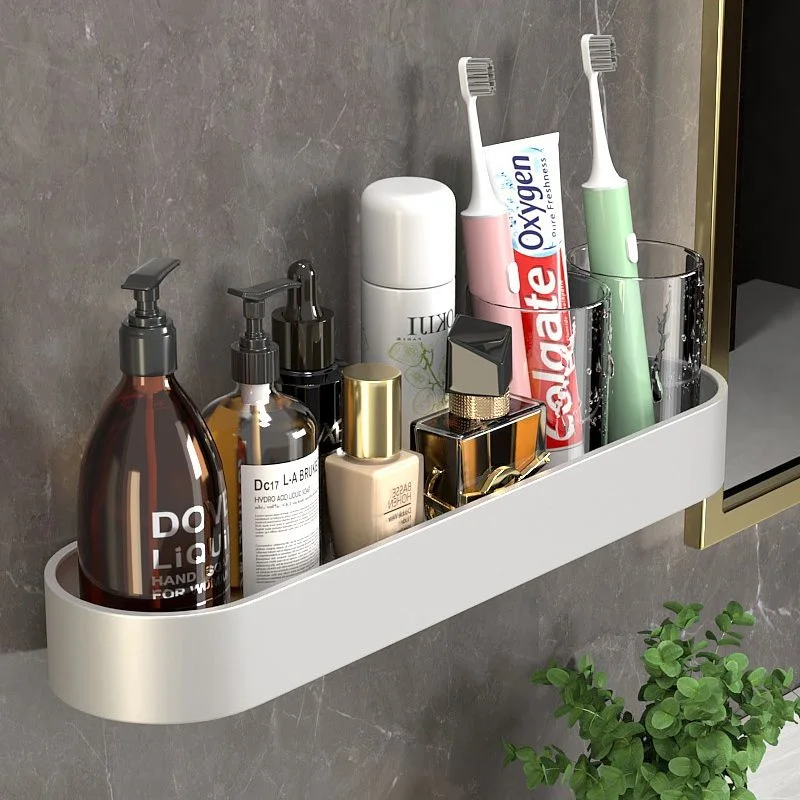 Perforated Free Bathroom Storage Rack Wall Mounted Toilet Metallic Washstand Towel Toiletry Shelf Simple Luxurious Style