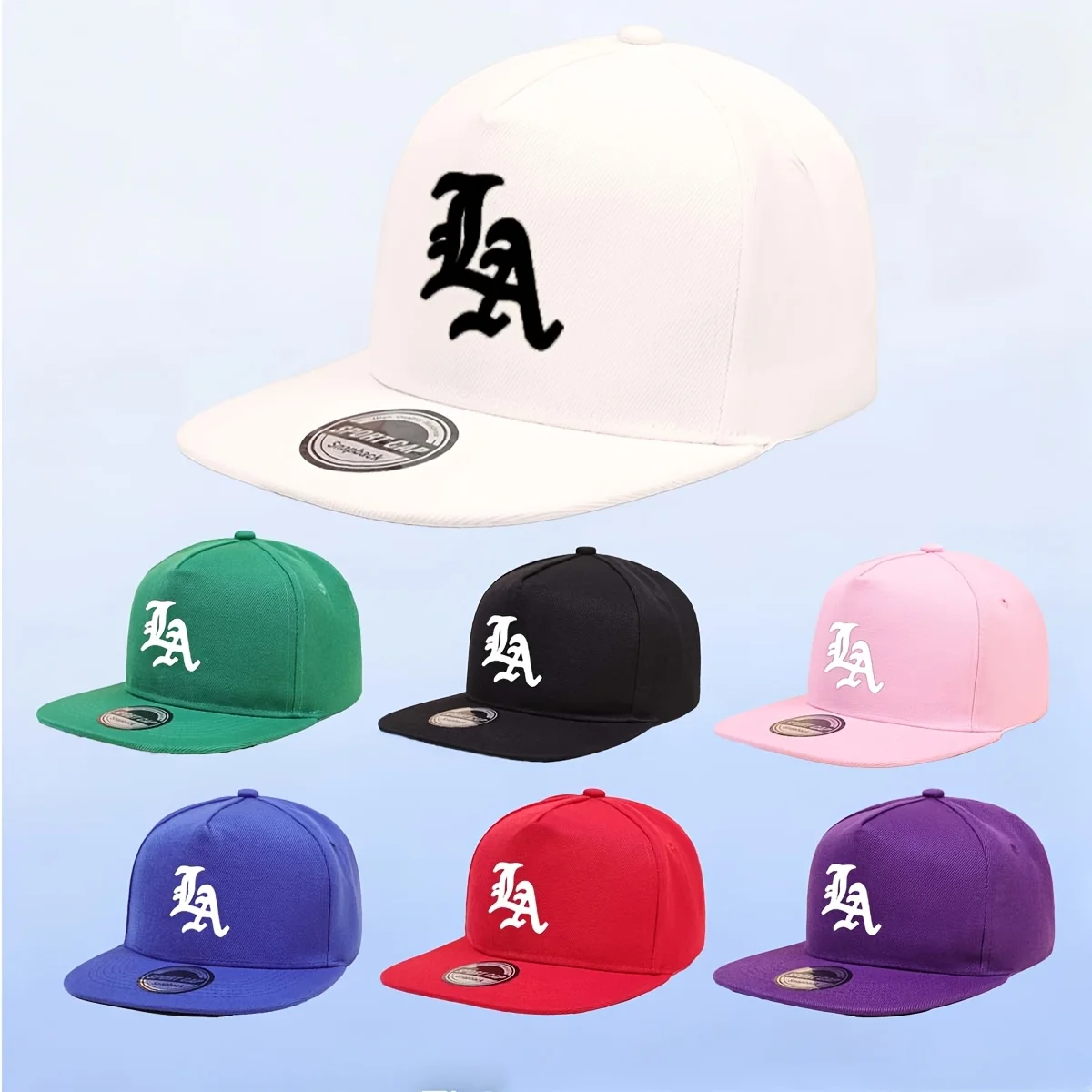 1PC 'Edgy LA Emblend Flat Edged Baseball Cap, Stylish Streetwear Aesthetic, Adjustable Strap Suitable for Daily Wear