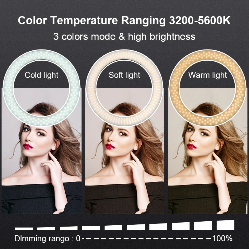 Ring Light 18 Inch Kit Led 60W Bi-color With Stand Phone/camera Holder 3200k-5600k Dimmable CRI 95 Circle Lights For Video/photo