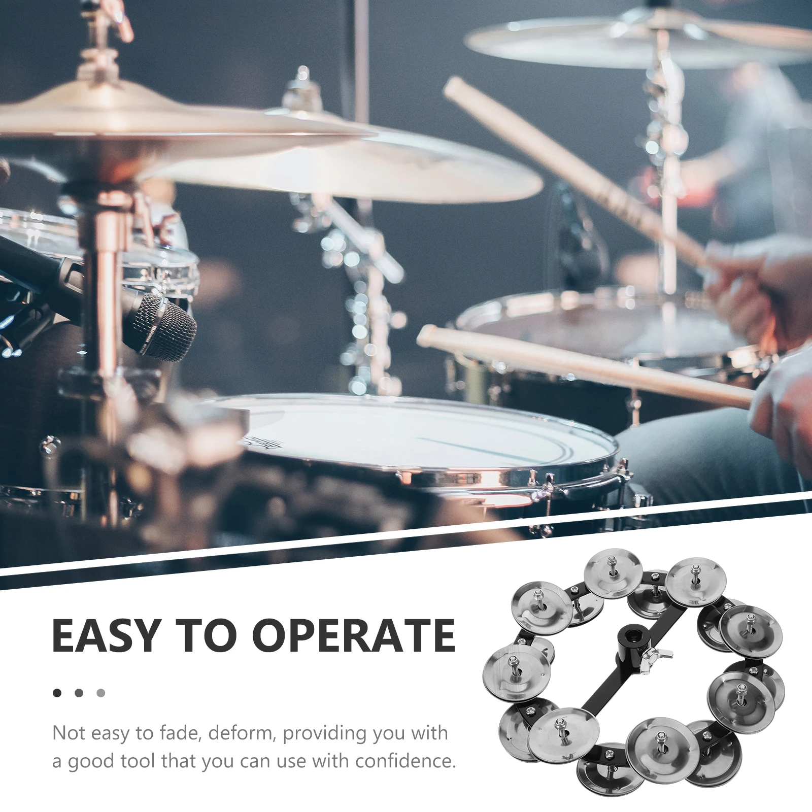 

Double Row Hi-Hat For Set Durable Accessories Loud Sound Performance Fade Resistant Tambourine Percussion Tambourine Drum Cymbal
