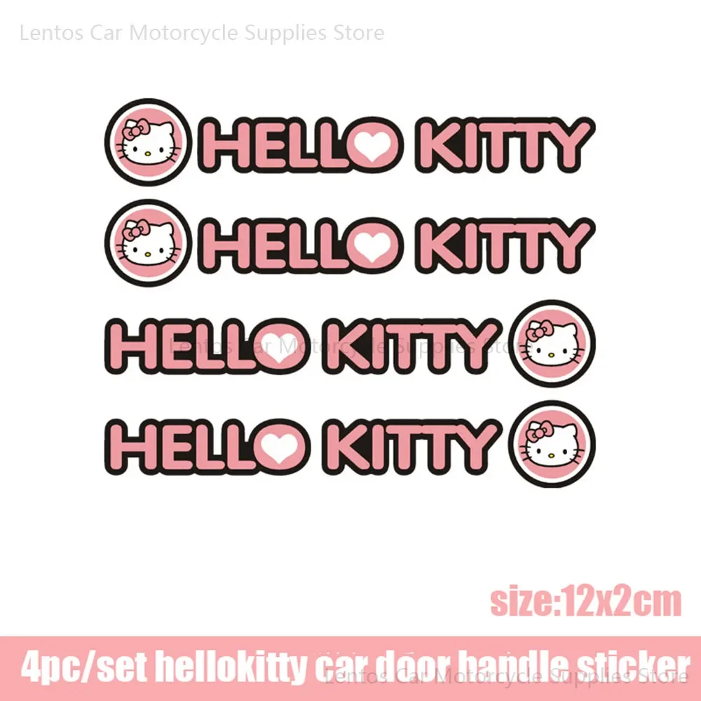 4pc/set Sanrio HelloKitty Universal Car Door Handle Sticker Scratch Protective Stickers Cartoon Car Handle Decor Sticker