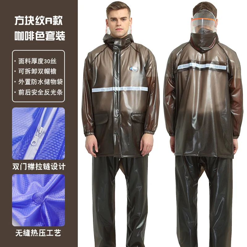 Plastic Motorcycle Rain Jacket Reusable Waterproof Rainwear Suit Adults Impermeable Wet Weather Gear Veste Pluie Raincoat