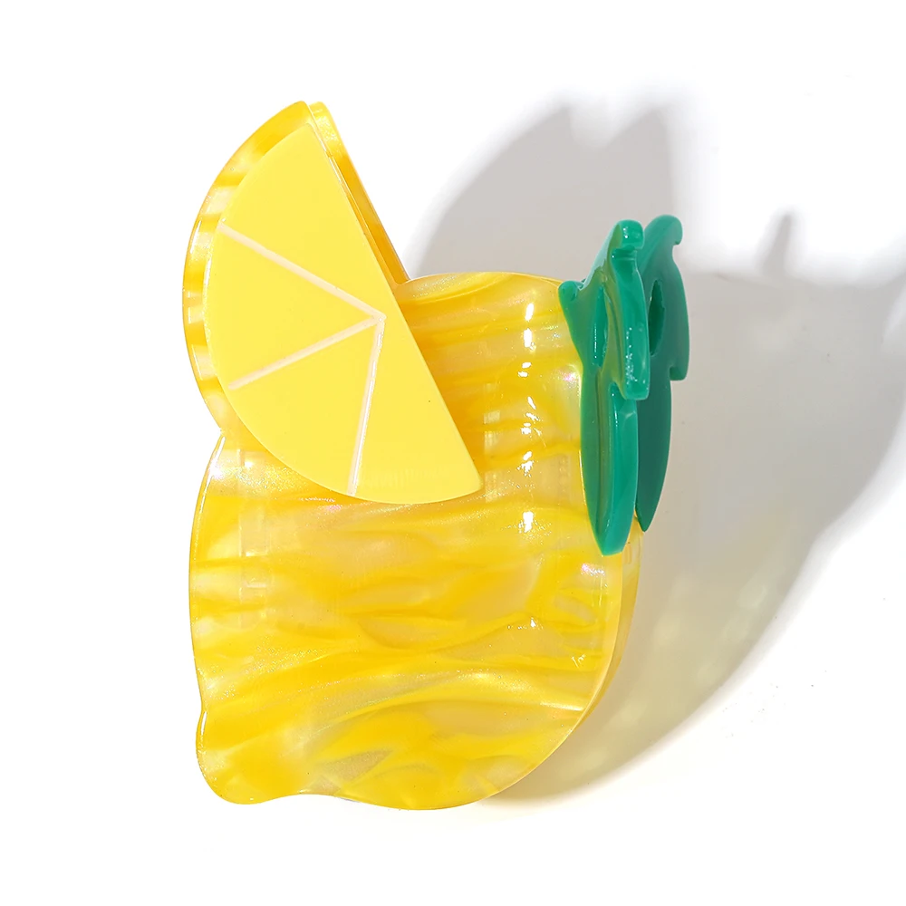 

New Yellow Lemon Fruit Hair Claw Fashion Acetate Crab Clamp Women 's Girls Shark Clip Hair Accessories for Thick Tool