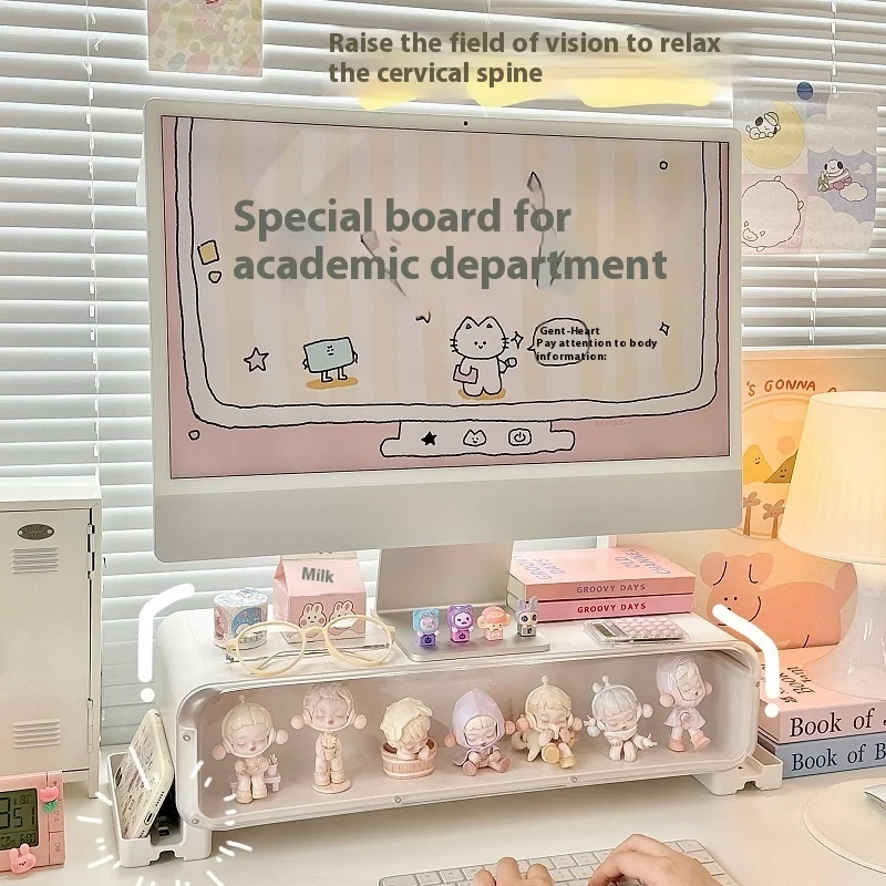 Pantalla de escritorio, caja ciega elevada aumentada, estante de almacenamiento para figuras, estante de exhibición, estante de almacenamiento transparente, escritorio para estudiantes y oficina