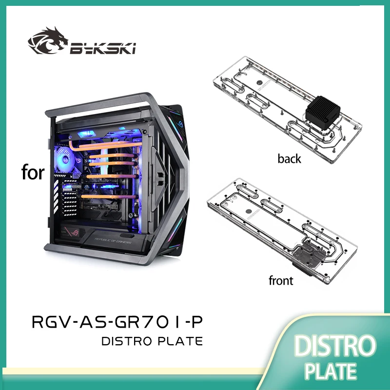BYKSKI RGV-AS-GR701-P Distro Plate Acrylic Reservoir for ASUS ROG HYPERION GR701 Computer Case Make Pipeline Layout Clear