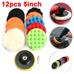 5inch 12ps Car Polishing Pads Drill Sponge Buffing Waxing Clean Polish Buffer Pad for Drill Wheel Polisher Waxer