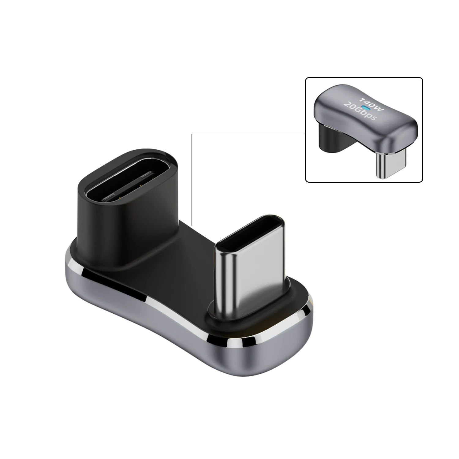

USB C Male to C/A Female 180 Degree U Shape Adapter PD 140W/20Gbps Extend Connector for Steam Deck Switch Laptop Tablet Phone