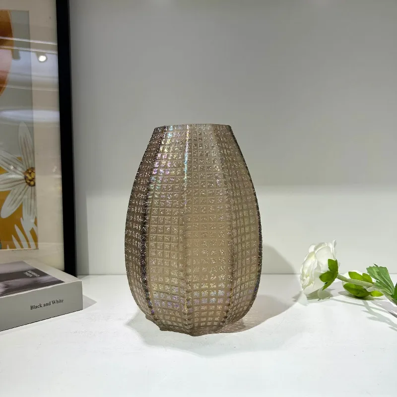 Large diameter hand-ground flower vase, home model room, hotel lobby flower arrangement art decoration ornament