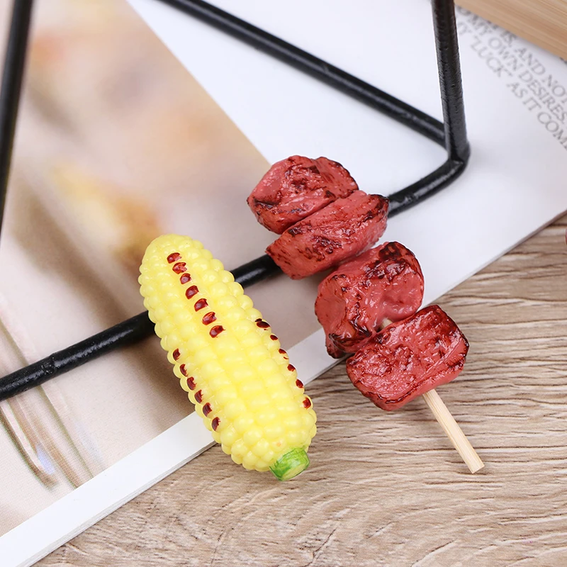 1pc Mini Simulation BBQ Miniature For Doll House Kitchen Decoration Crafts Toys For Children Pretend Play Food Toy