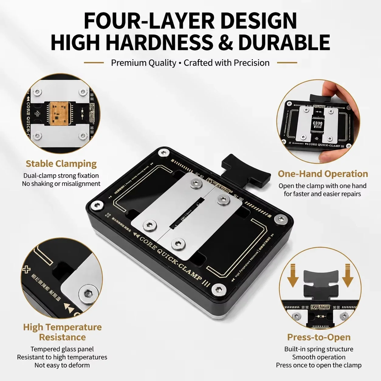 KEGUAN C330 Core Quick Clamp for Smartphone Tablet Repair Chips CPUs  Quick Clamping Soldering Adhesive Removal Fixturer Tools