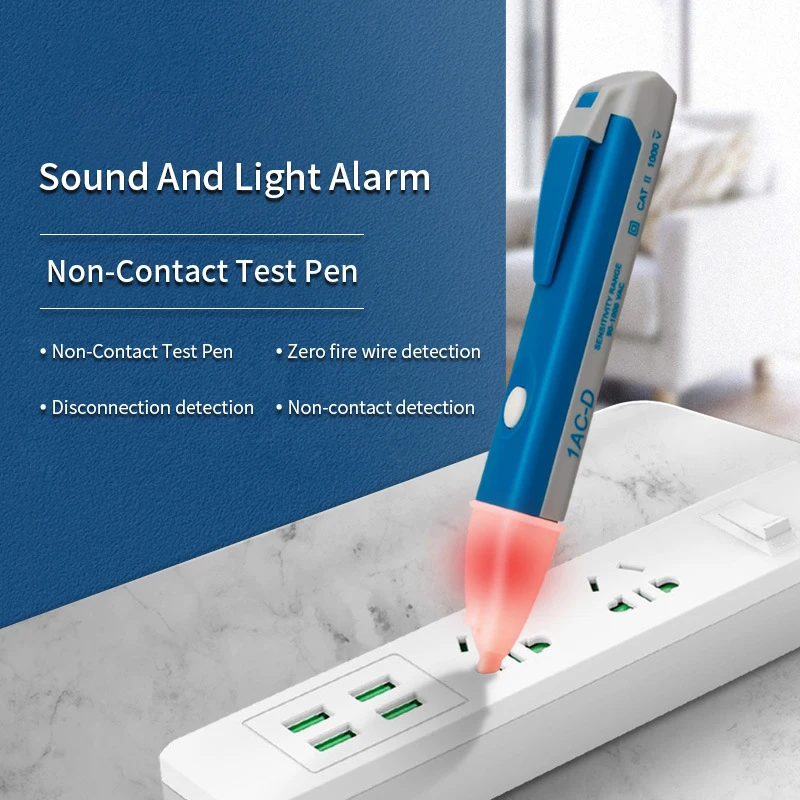 Electric indicator 90-1000V Non-Contact Socket Wall AC Power Outlet Voltage Detector Sensor Tester Pen LED light AC 110V-220V