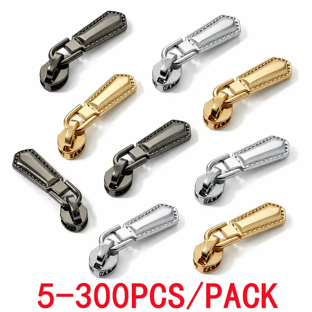 5/200/300Pcs 3# Nylon Zippers Sliders Puller Zip Replacement Bag Clothes Zips Pull Zipper Repair Kit Sewing Accessories
