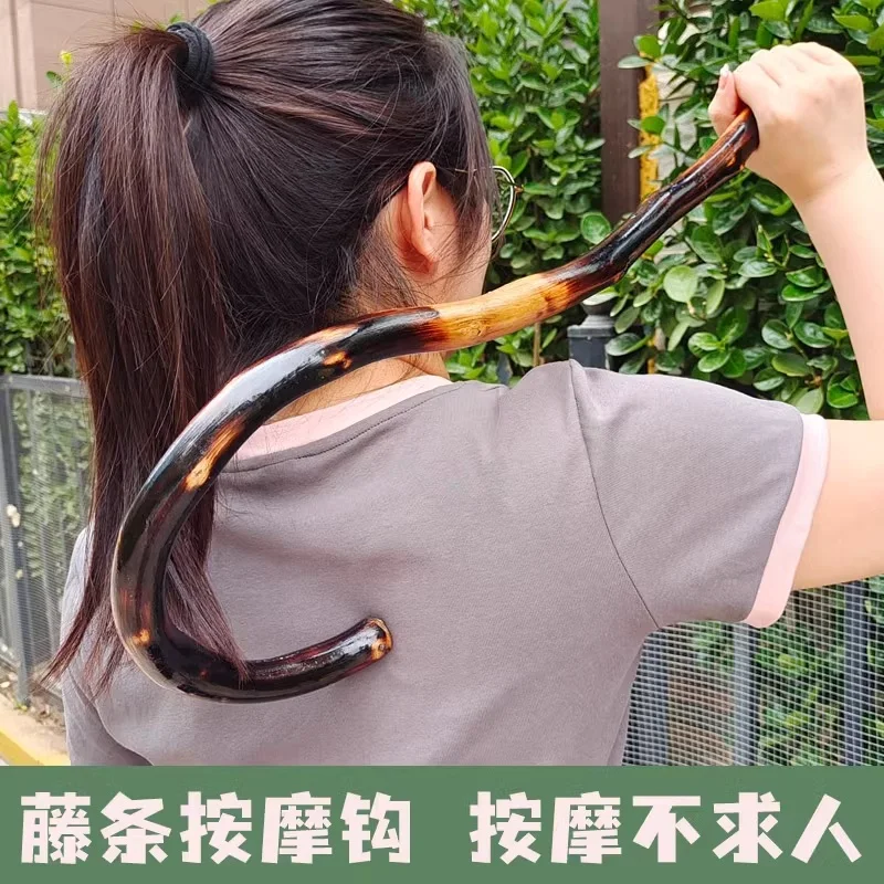 1pcs Click on push pull back tool Physiotherapy wooden hook Overstretches DIY massage device neck rattan hook cervical vertebra