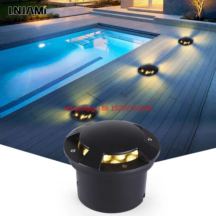 3W 6W 9W IP67 LED Underground Light Floor Step Deck Garden Inground Lighting One Two Four Side View