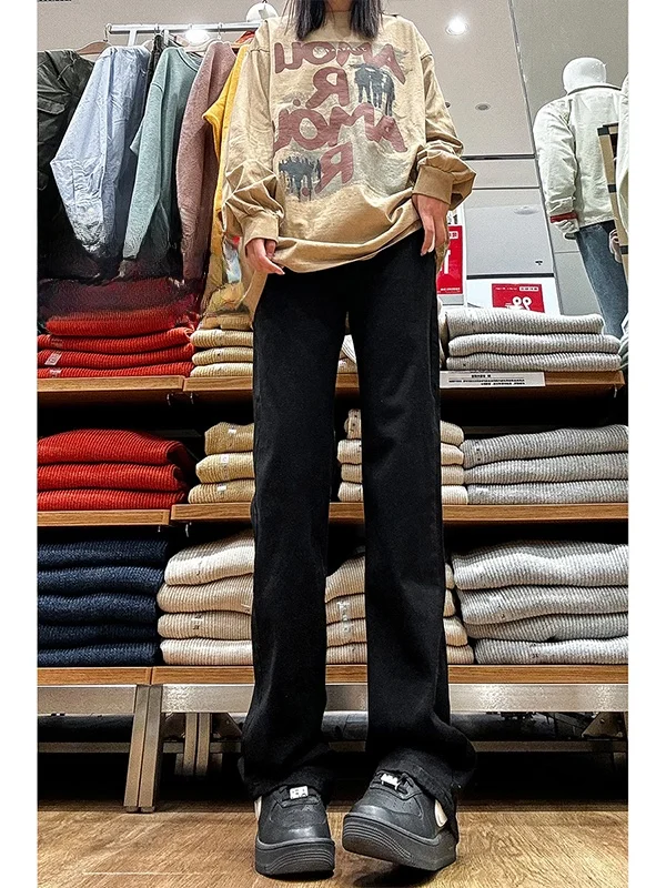 

Мужские джинсы с удлиненной прямой штаниной, зауженного кроя, для высоких мужчин, весна-осень, в стиле High Street, с легким клешем, из денима