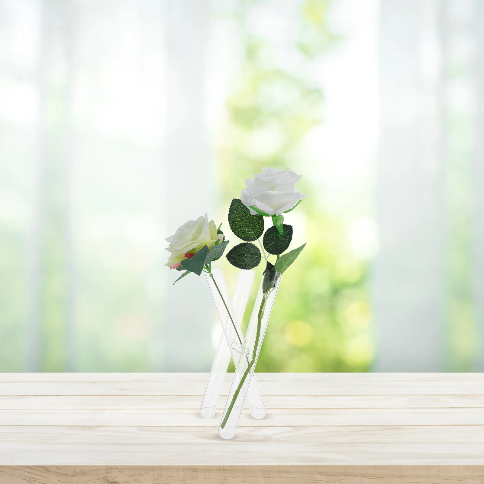 

Clear Glass Tube Vase Single Stem Plant Holder Transparent Flower Tube Hydroponic Vase Desktop Propagation Tubes Office Decor