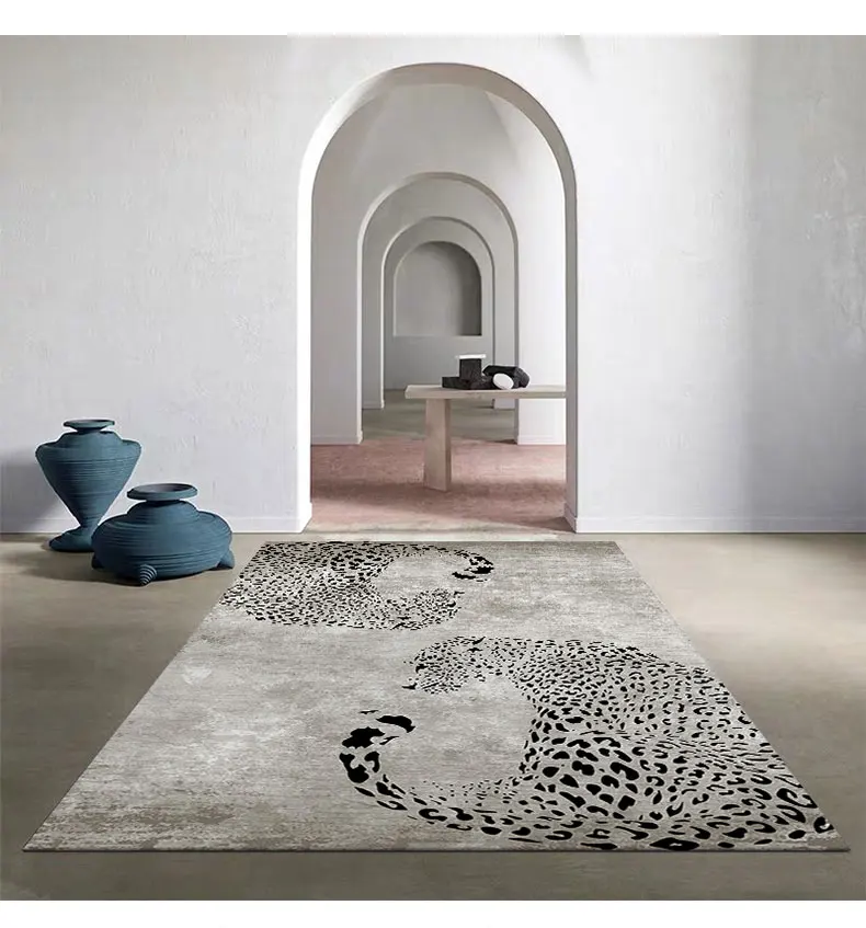 

VIKAMA American Leopard Print Living Room Carpet, Sofa Coffee Table, Bedroom Mat, Luxury High-End Carpet, Home Decoration