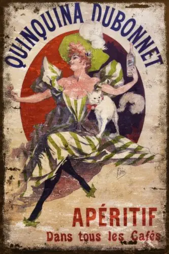 Dubonnet-letrero de Metal estilo Retro Vintage, Quinquina, aperitivo, aspecto envejecido