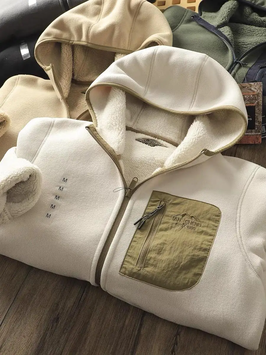 

Мужская повседневная теплая куртка-худи Thiened Fce для осени и зимы, утепленное пальто для пар, на молнии, удлиненное...